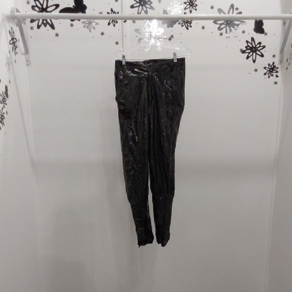 Black Patent Leather Vinyl Skinny Leg Pants - Picture 1 of 4